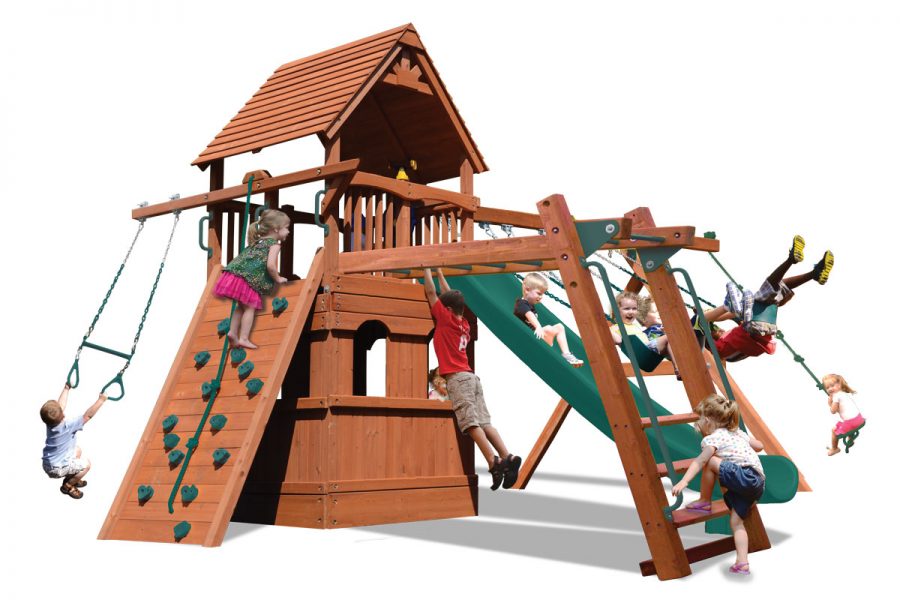 wooden playhouse with slide sale