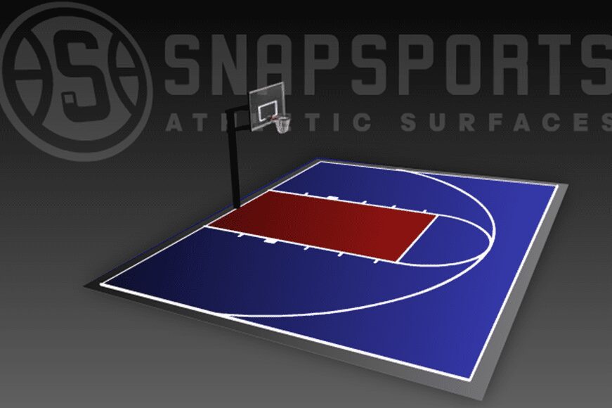30ft x 40ft basketball court with hoop