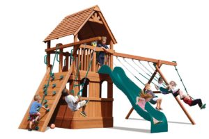 Deluxe Fort w/Lower Level Playhouse Green w/Green Slide