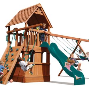 Deluxe Fort w/Lower Level Playhouse Green w/Green Slide