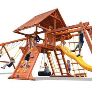 Deluxe Playcenter Combo 3 w/Wood Roof BYB w/Yellow Slide