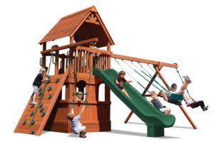 Turbo Deluxe Fort w/Lower Level Playhouse Green w/Green Slide