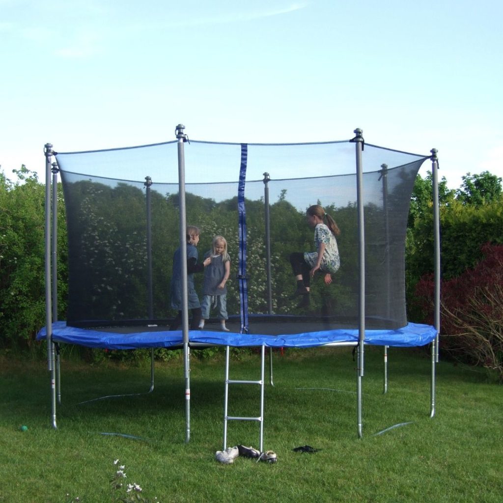 kids inside trampoline