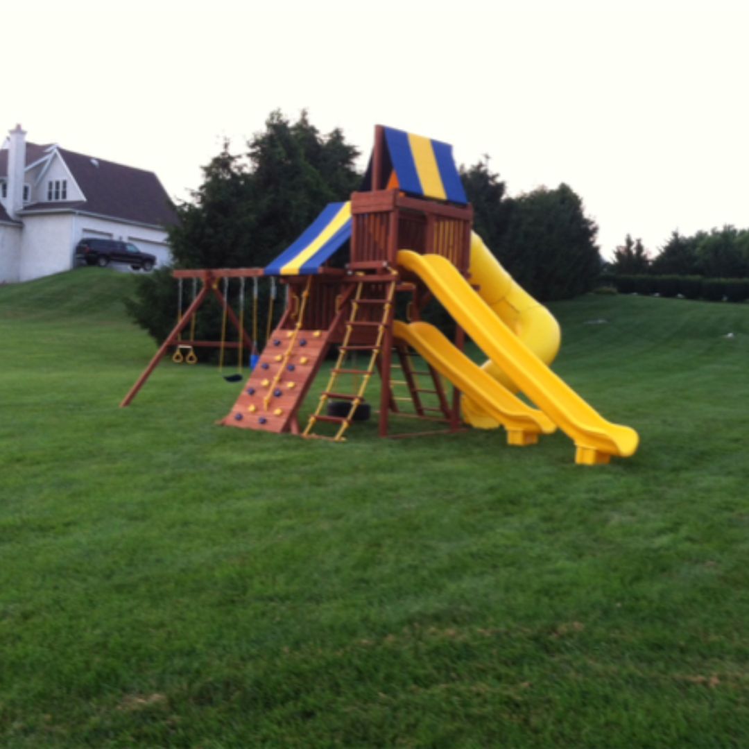 complete playset in yard