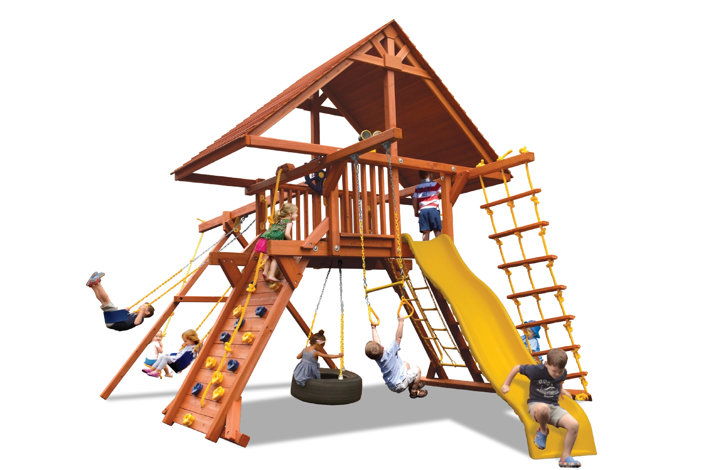 Deluxe Playcenter Combo 2 with Wood Roof