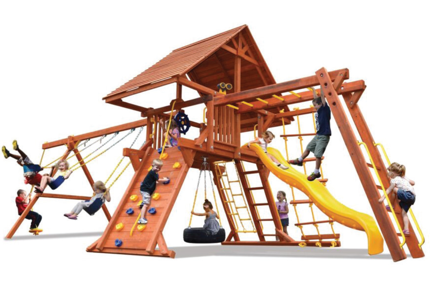 Deluxe Playcenter Combo 3 with Wood Roof