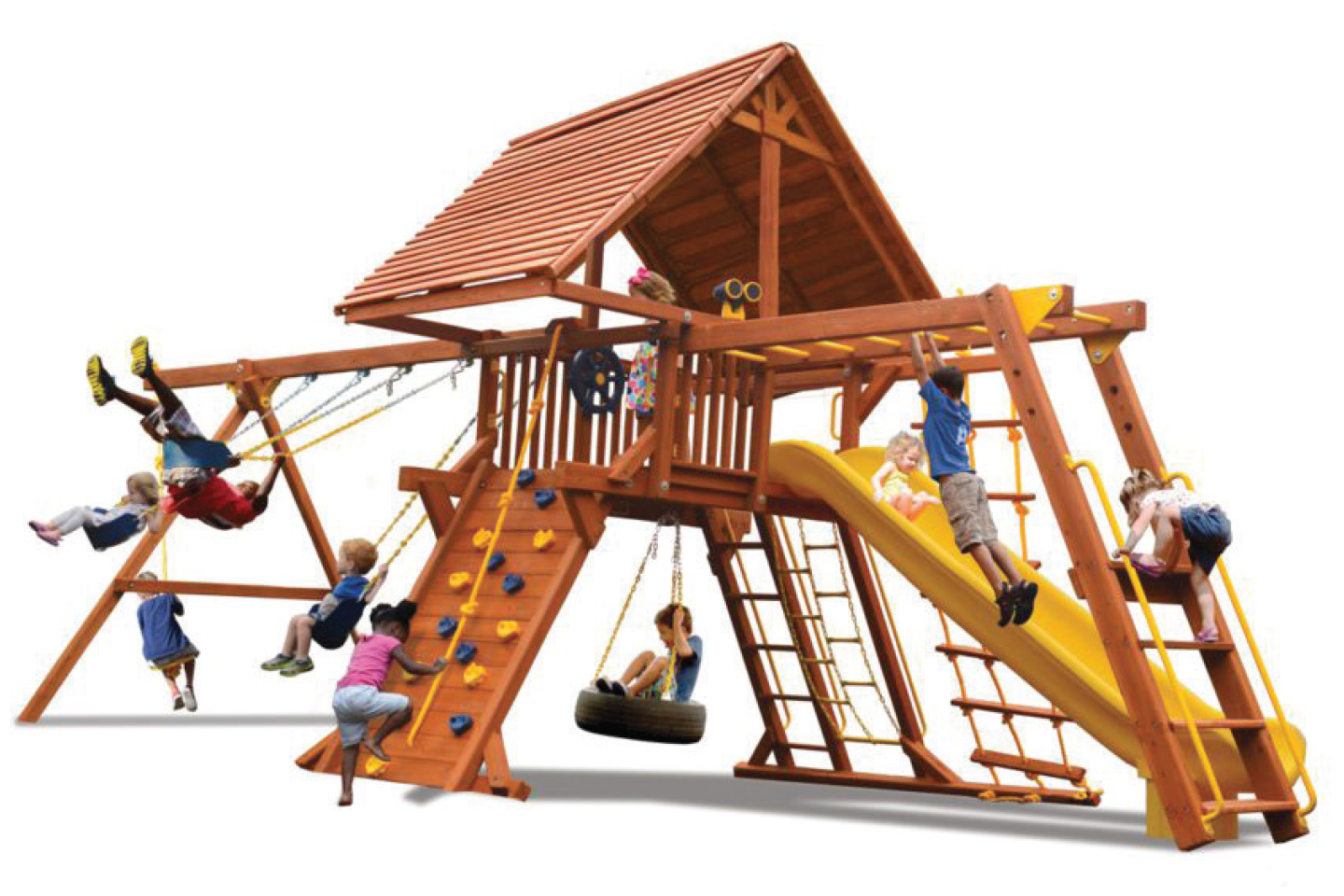 Turbo Deluxe Playcenter Combo 3 with Wood Roof