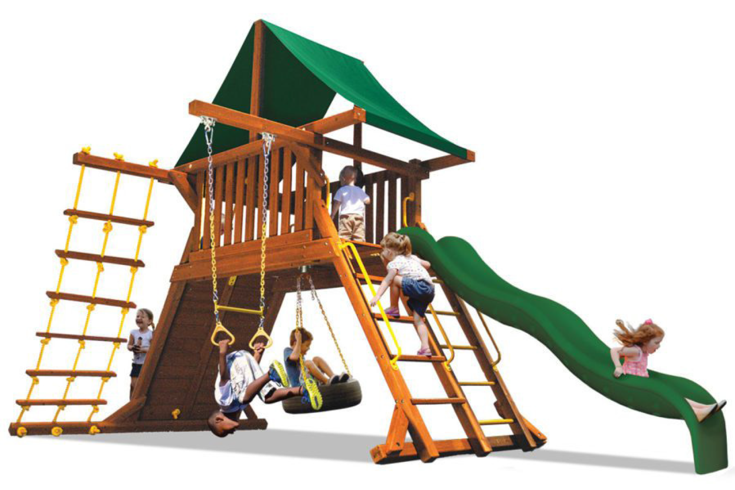 PLAY WOOD PR0-3116 PR0-3113 セット Woodplay Playhouse XL 6' Combo 3 Cedar Wood Swing Set / Playset
